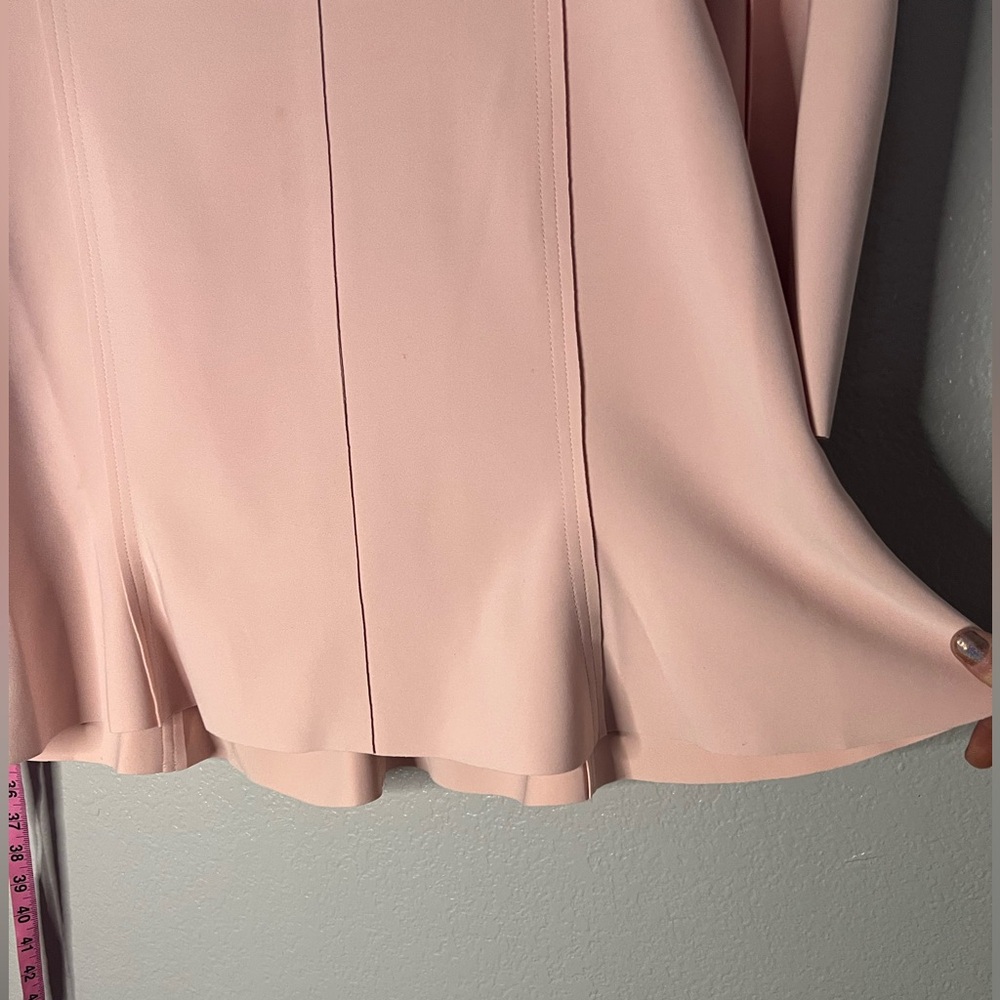NWT Norma Kamali | single breasted belted fishtail mini dress in blush; large - Picture 10 of 12